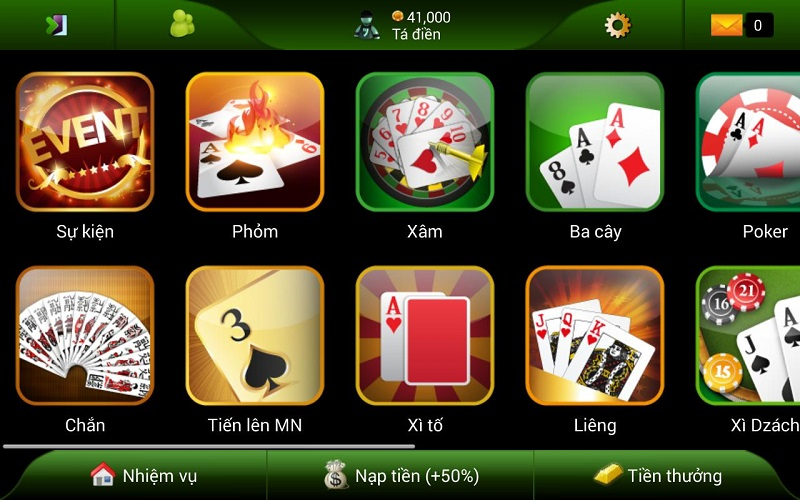 Các game đánh bài tại Mbet